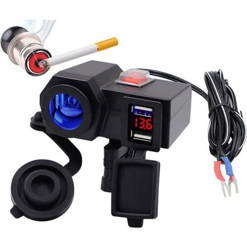 12V Motorcycle voltmeter dual 4.2a USB car charging mobile phone charger Cigarette lighter voltmeter charger combination