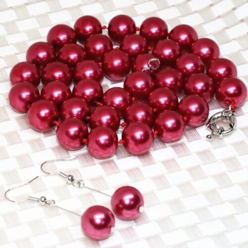 17 style multicolor jewelry set for women Synthetic Pearl shell bake paint glass 12mm round beads necklace earrings 18inch B2317