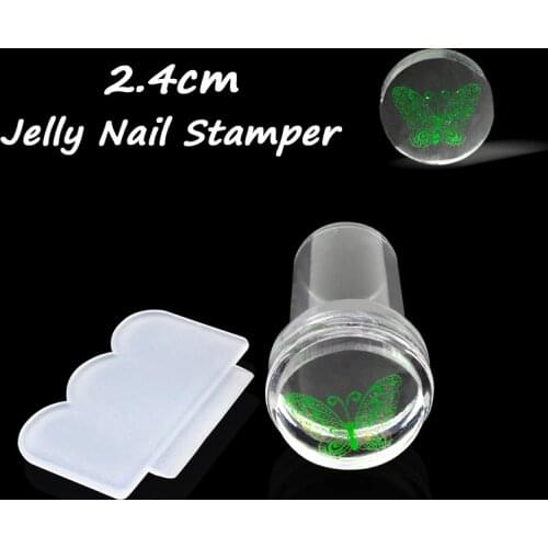 2.4cm New Design Pure Clear Jelly Silicone Nail Art Stamper Scraper Transparent Nail Stamp Stamping Tool