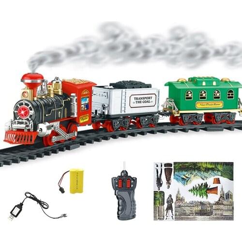 2021 Electric Steam Smoke Remote Control Track Train Rechargeable With Light Simulation Train Sound Independent Assembly CT0310