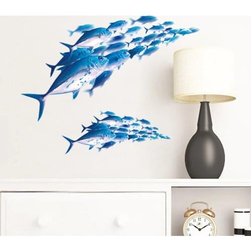 3D fishes Wall Stickers kids Childrens rooms living room decoration Mural home art Decals Transparent Background stickers