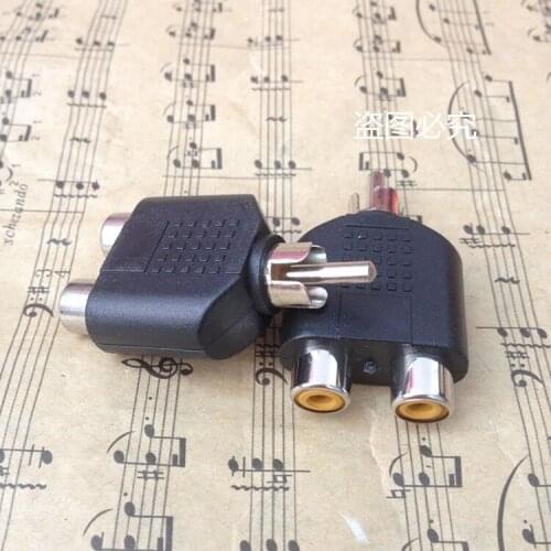 5pcs/lot AV two sub - diamonds revolves double female audio video adapter three - way head RCA 1 to 2 transfer plug