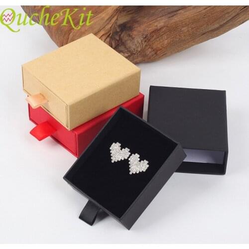 6pcs Kraft Paper Gift Boxes Jewelry Set Storage Box Necklace Earring Display Cases Drawer Paper Packaging Box Wedding Favor Gift