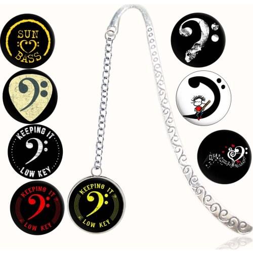 BASS Clef Logo Keep It Low Icon Flat Sign Bookmark Music Instrument Piano Musical Notes Symbol Notebook Book Mark Marque Page