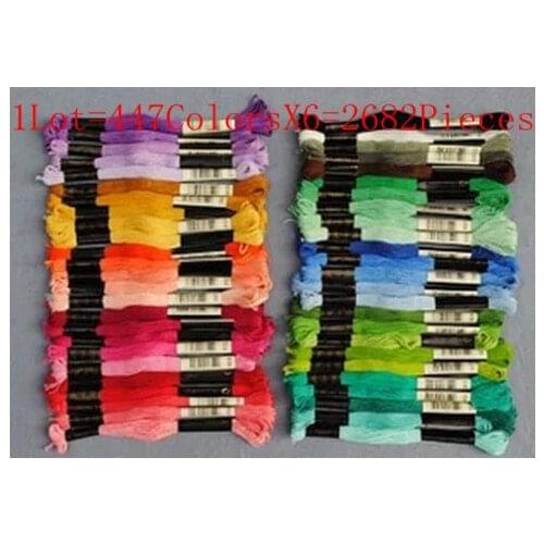 Free Shipping Cross Stitch Thread 8.7 Yard Cross Stitch Floss Similar DMC Thread 1 Lot=447 Colors X 6=2682 Pieces Best Quality
