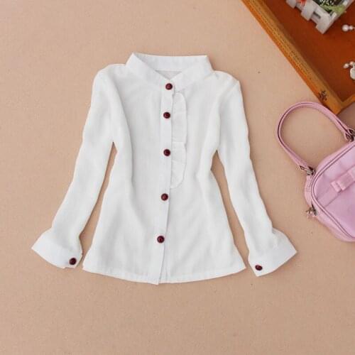 2019 New Girls Blouse Children Clothing White Chiffon Shirt School Girl Blouse Single-breasted Girls White Blouse Age2-16T