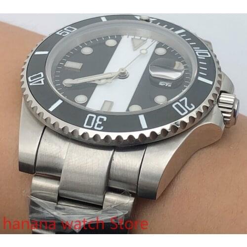 904L bracelet watch mens sports and leisure waterproof mens watch mechanical clock black bezel black and white dial