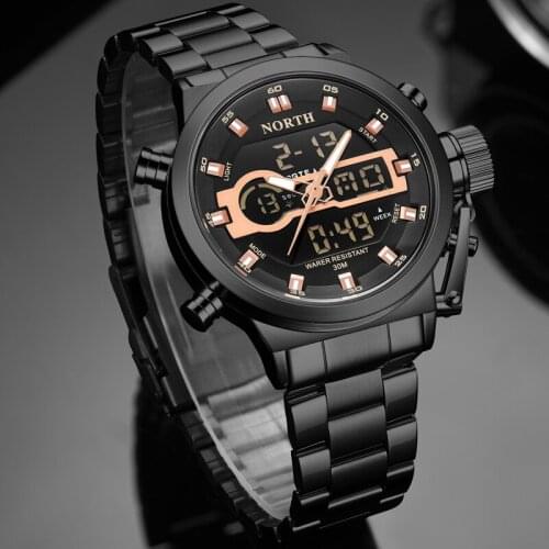 Men Watch NORTH Luxury Brand Fashion Business Quartz Watches Waterproof Stainless Steel Watch Men Sport Watch Relogio Masculino