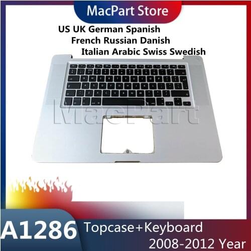 2009 For Macbook Pro 15" A1286 Topcase Palm Rest +Keyboard+Backlit US UK EURO EU German Danish Russian Spanish 661-5244