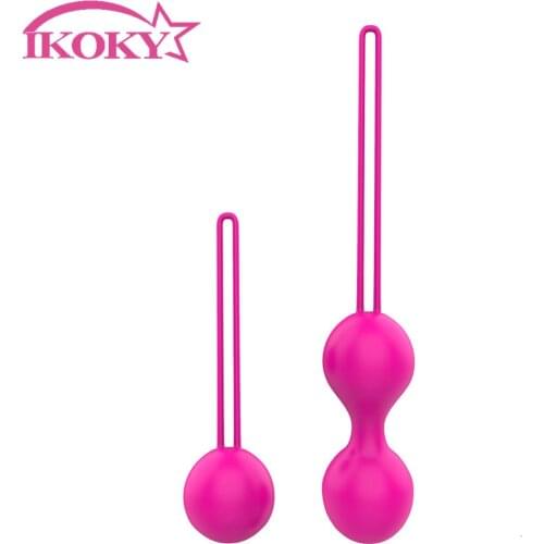 IKOKY 2Pcs/Set Silicone Kegel Ball Vibrator Smart Vagina Trainer Exercise Tightening Love Ben Wa Ball Sex Toys for Woman Female