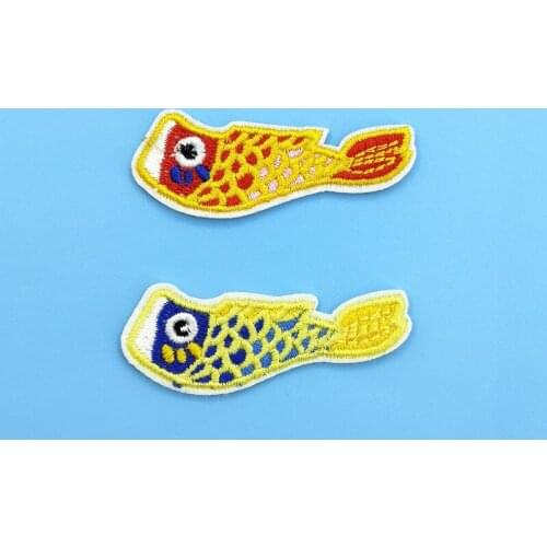 Japan Koinobori Carp Festival Decor Embroidery Iron on Fabric Koi Nobori Carp Sticker for Boys Clothing Patch Accessory 3pcs/lot