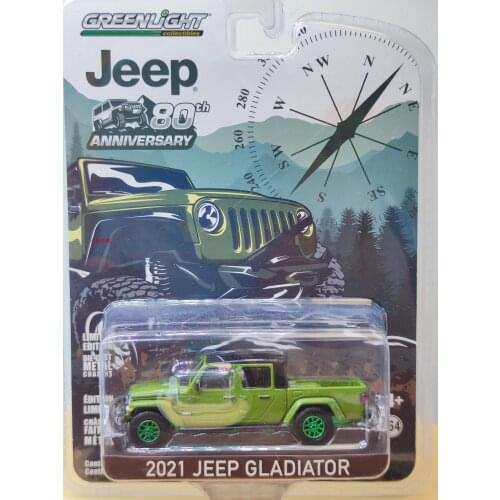 1/64 GreenLight 2021 Jeep Gladiator Jeep 80th anniversary Green edition Collection of die-cast alloy car models