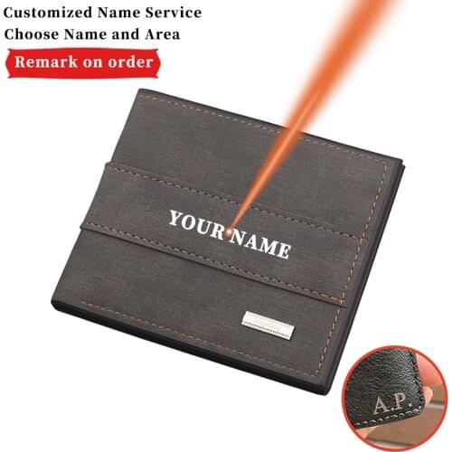 Custom Wallet Mens Leather PU Men Short Wallet Casual Bifold Male Purse Coin Pouch Multi-functional Card Holder Wallets Gift