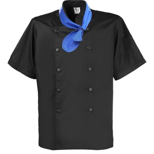 Summer chef costume hotel Catering uniform for men kitchen jacket red short sleeve restaurant uniform chef shirt women