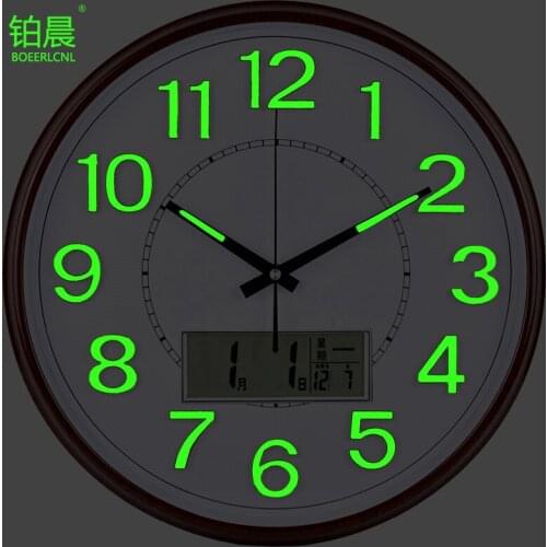 Creative Luminova 3d Wall Clock Modern Silent Led Bedroom Calendar Watch Vintage Big Wall Clocks Shabby Chic Home Decoration