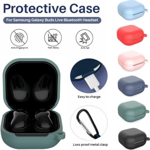 1PC Multi-Color Earphone Cover Suitable For Samsung Galaxy Buds Live Case Shockproof Slim Silicone Earphone Cover With Keyclain