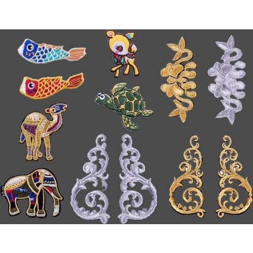 Cartoon Deer Tortoise Animal Embroidered Patches For Clothing DIY Stripes Applique Child Clothes Stickers Iron On Patches Badges