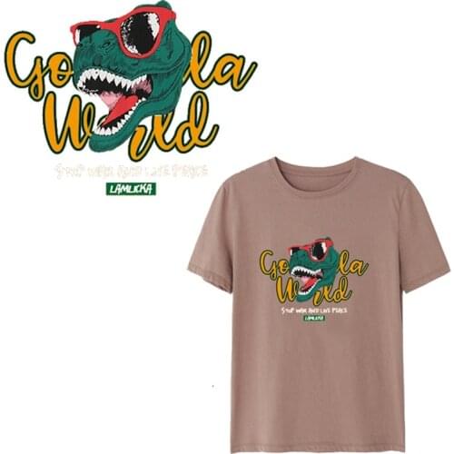 Cartoon Dinosaur Clothes Patches Heat press Transfers Stickers Iron-on Handmade Appliques for Jeans Coat T-shirts Decor