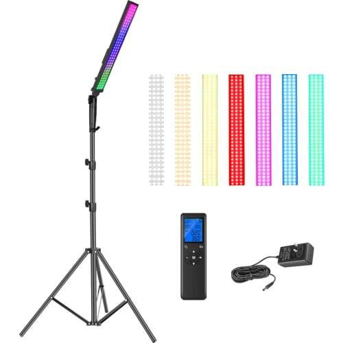 Neewer 2.4G RGB LED Light Stick, Photography Lighting Kit with Remote Control, Dimmable LED Video Light with Stand/3200k~5600K