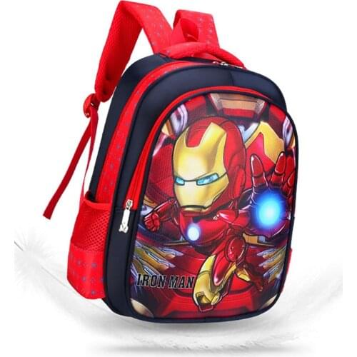 Disney Anime Cartoon New School Bag Elementary School Students Boys And Girls Child School Bag Marvel Spider-Man Iron Man Cars