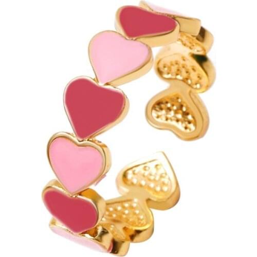 2021 New Love Heart Ring Sweet Metal Opening Heart Rings for Woman Fashion Jewelry European and American Wedding Sexy Ring