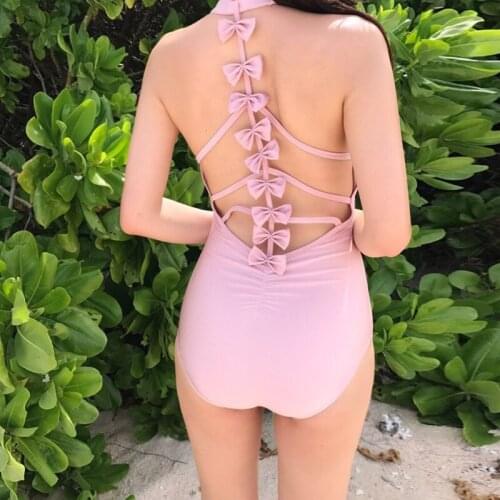 2021 New Korean One-piece Swimsuit High Waist Swimwear Sports Womens Swimming Bathing Suit Beach Bather Surfing Swim Wear