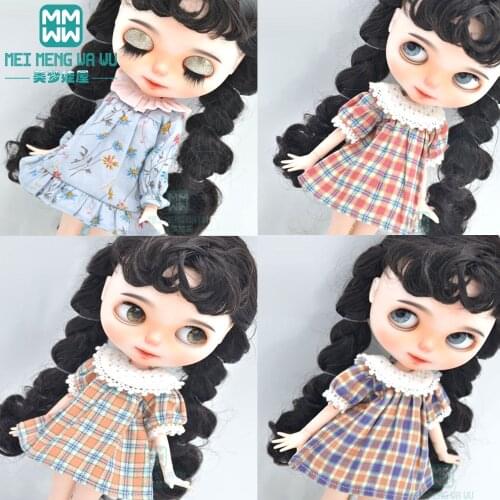 1pcs Blyth Doll Clothes Retro lace dress, striped skirt for Blyth Azone OB23 OB24 1/6 doll accessories