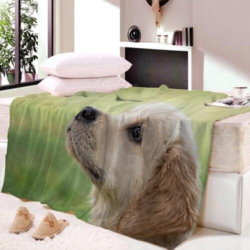 Throw Blanket on Bed Sofa 3D Dog Sherpa Fleece Blanket Animal Bedspreads Gray Fur Thin Quilt