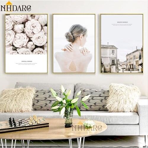 Posters and Prints Canvas Art Nordic Light Pink Series Scenery Sweet Wall Decoration Painting Picture for Living Room Home Decor