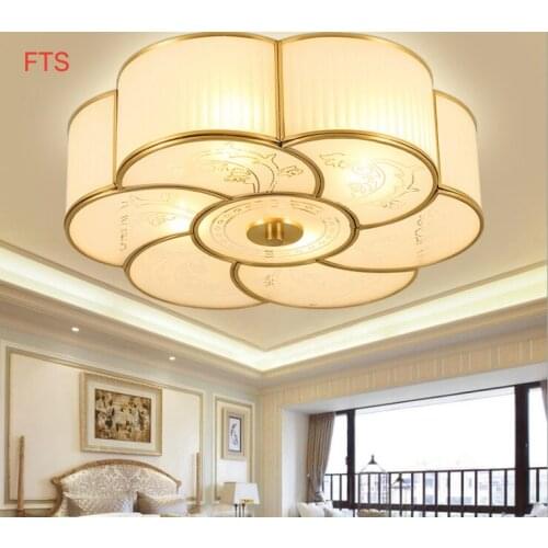 European style ceiling light living room dining room bedroom study creative copper lamp household living room ceiling lamp