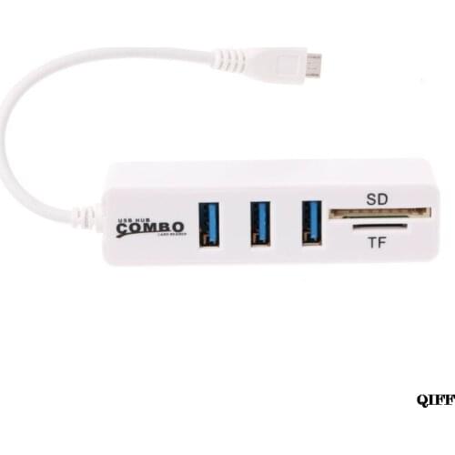 Drop Ship&Wholesale 3 Port USB 2.0 Hub Splitter Combo Micro USB Connector Cable OTG SD/TF Card Reader APR28