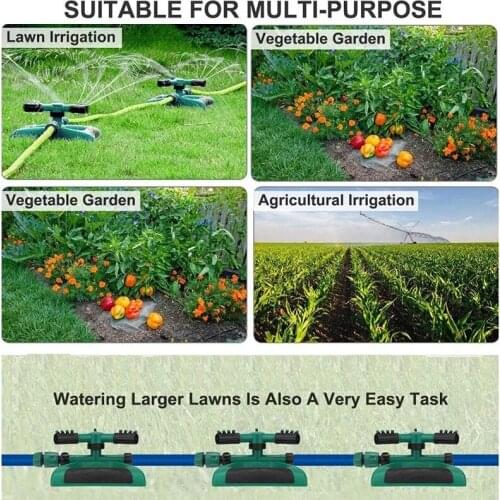 Sprinkler Large 3-prong 360-degree Rotating Tandem Sprinkler Head Garden Lawn Sprinkler Irrigation Bridge Maintenance
