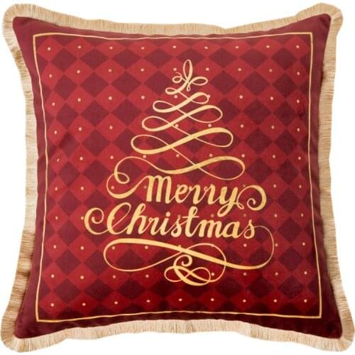 Luxury High Quality Christmas Pattern Design Cushion Covers For Decor Red Golden Deer Print Pillow Case Cover X-Christmas Gift
