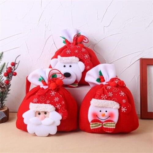 Christmas Gift Bag With Handle Santa Claus Elk Candy Chocolate Cookies Bag Merry Christmas Decorations 2020
