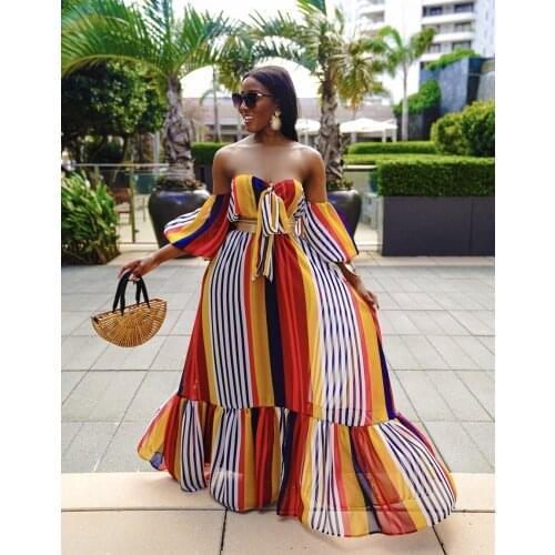 Print Puff Sleeve Women Dress High Split Party Long Dresses Elegant Lace Up Sweet Summer Club Sexy Dress Vestidos Wholesale