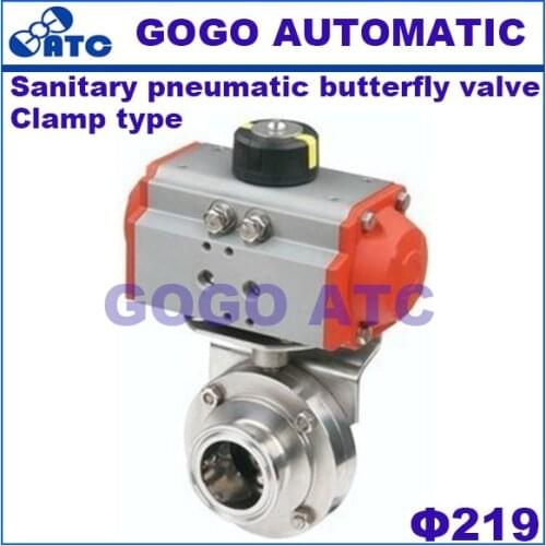 Stainless steel Sanitary butterfly valve pneumatic quick-connect clamp type O.D 219 quick-loading butterfly valve