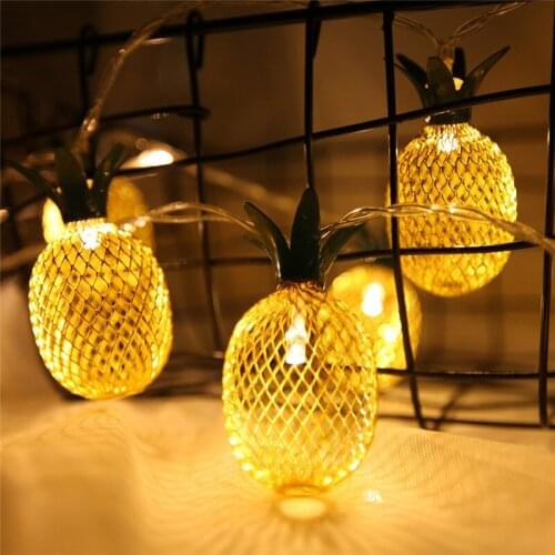 Battery Operated Fairy Lights Iron Pineapple String Lights 5M 40 LED for Bedroom Garden Christmas Party Holiday Decoration