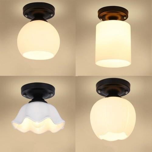 5 styles bedroom bedside ceiling light LED Black Round Base with E27 lamp head corridor balcony Glass ceiling lamp luminaria