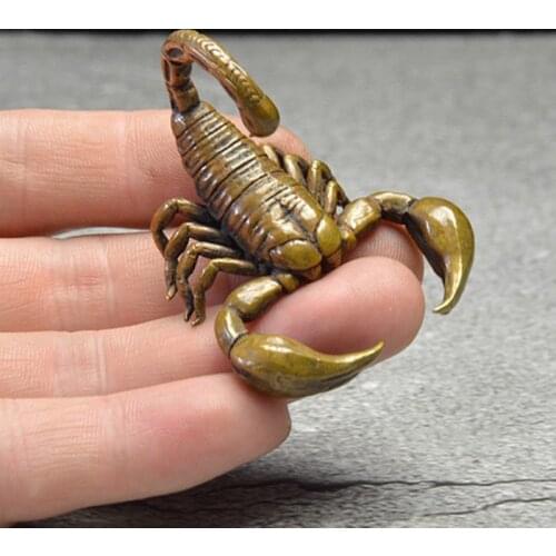 Pure Copper Animal Scorpion King Figurines Miniatures Vintage Classical Desktop Ornament Decorations Accessories Brass Tea Pet