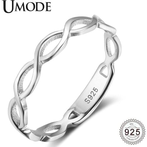 UMODE Infinity Rings 925 Sterling Silver Rings For Women Girls Hollow Twine Chain Cross Elegant Winding Party Jewelry ULR0469