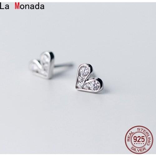 La Monada Heart Women Earrings Stud 925 Sterling Silver Earring Minimalist Korean Stud Earrings For Women Silver 925 Inlay