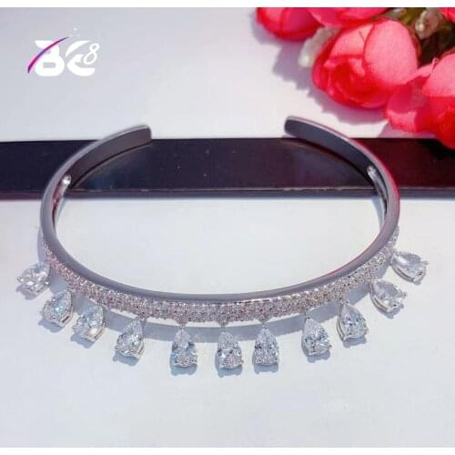 Be 8 Luxury AAA CZ Zirconia Bangles Adjustable Square Stone Copper Bracelets for Women Bracelet Pulseira Feminina B114