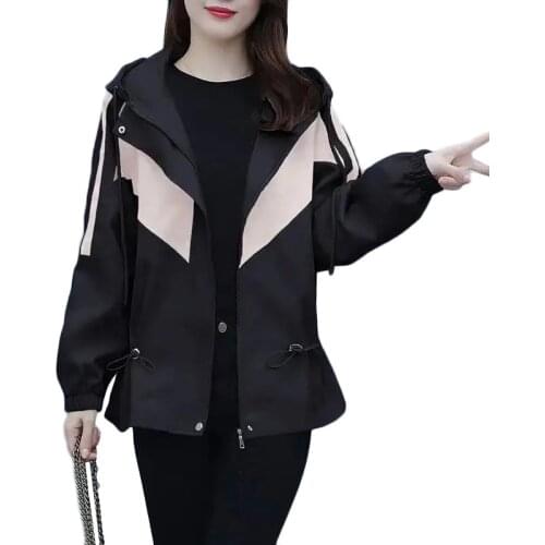 New Spring Autumn Women Casual Trench Coat Korean Loose Hooded Parka Jacket Womens Clothing Long Outerwear Abrigo Mujer Beige
