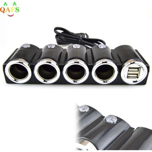 1pc 4in1 DC 12V/24V Doul USB Multi Socket Car Cigarette Lighter Splitter Plug Adapter Charger Socket Power Charger Adapter
