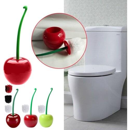 1pc Creative Toilet Brush Set Cherry/Apple shape Brush Lovely Cute Scrub Thick Head Thoroughly Clean commode Red Green White