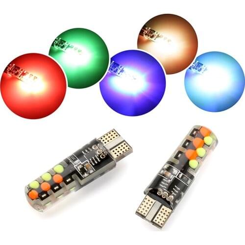 2pcs T10 COB RGB LED 6SMD Car Wedge Side Multicolor Light Bulbs Remote Contro