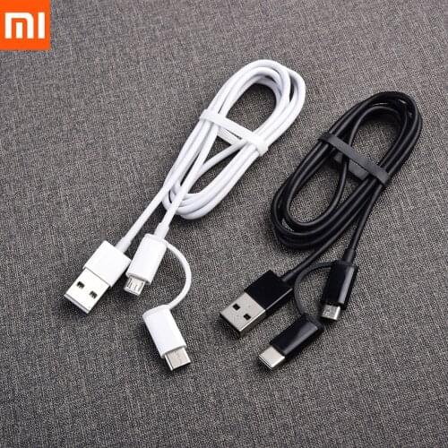 2 IN 1 Xiaomi Type C Micro USB Cable 0.3/1M Quick Charge Sync Data Line For Mi 10 9 8 Note 10 Lite 9T Pro Redmi 4X 5A 6A 7A