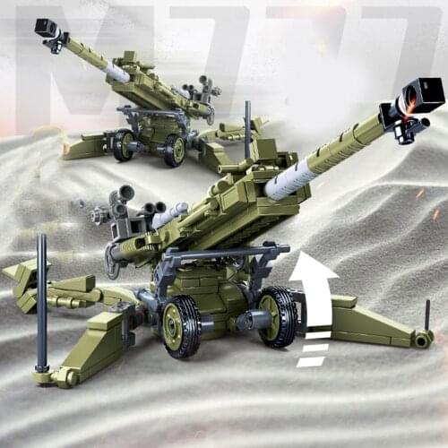 2021 World War 2 WW2 Army Military Soldier City Police SWAT M777 Flak Gun Cannon Model Building Blocks Bricks Kids Toys Gift