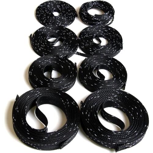 4/6/8/10/12/15/20/25mm 5M PET Braided Expandable Wire Sleeve High Density Cable Sleeve Sheathing PC Cable Organizer Wire Wrapper