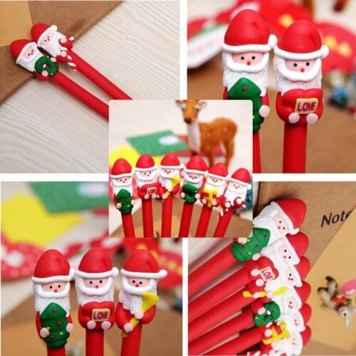 2020 merry Christmas ball pen New Year Santa Claus navidad weihnachten soft syphon Xmas decoration Childrens gifts noel 4pcs